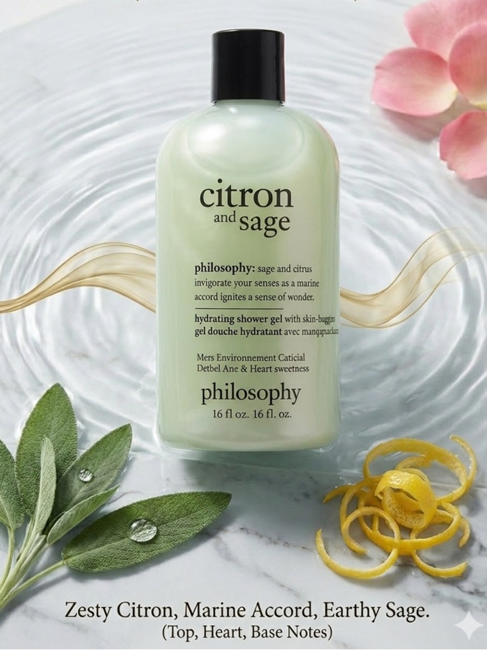 NWT Philosophy Citron & Sage 16oz + Molton Brown Rhubarb Rose 10oz Bundle - Picture 5 of 7